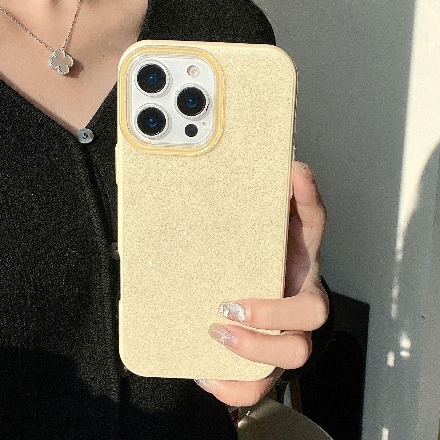 Glitter PC Slim Phone Case For iPhone 16ProMax 15 14 13 12 11 Shockproof Hard Full Cover
