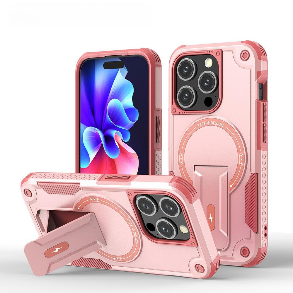 Anti-Dust Anti-Fall Heavy Duty Protection Shockproof Magnetic Phone Case With Kickstand for iPhone 16ProMax 16 15 14 13 12 11 Bumper Matte Hard Cover