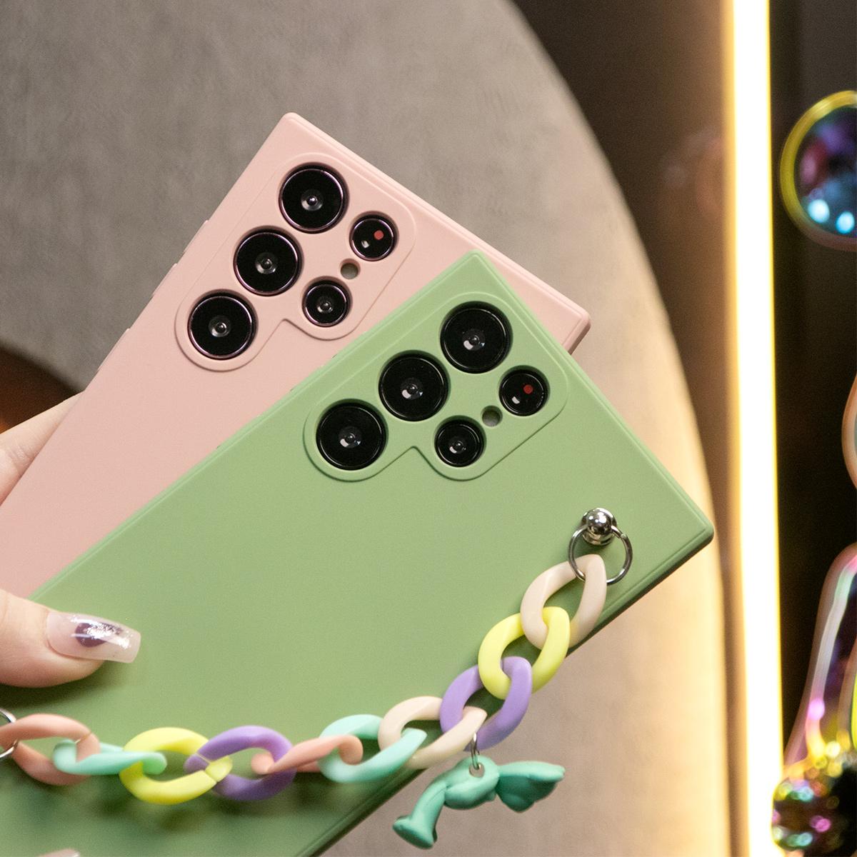 Liquid Silicone Matte Shockproof Phone Case with Bear Colorful Charm For Samsung S25 S24 S23 S22 S21 Note20 Plus Camera Protect Soft Cover S23 FE