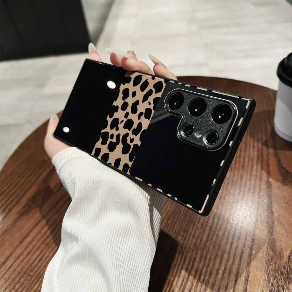 For Samsung S25Ultra S25 S24 S23 S22 S21 Phone Case, Luxury Glitter Mirror Leopard Pattern Plating Acrylic, Camera Protection Hard Full Cover
