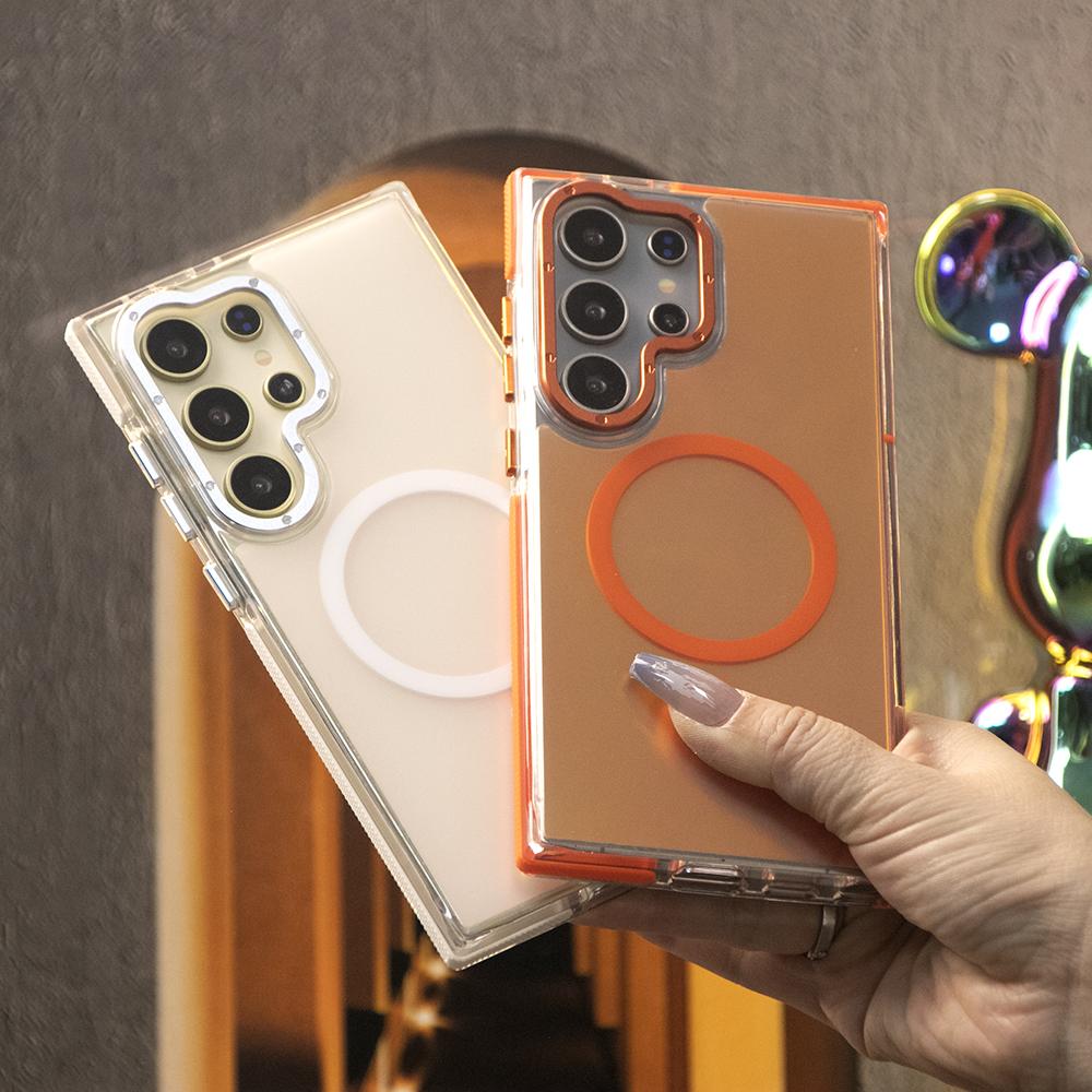 Laser Gradient Chameleon Strong Magnetic Phone Case For Samsung S25Ultra S25 S24 S23 S22 S21FE A06 A15 A16 A25 A35 A36 A53 A54 A55 Metal Frame Acrylic Shockproof Cover