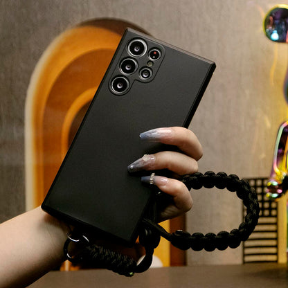 Liquid Silicone Matte Shockproof Phone Case With Adjustable Woven Strap For Samsung  S25 S25Plus S25Ultra S24 S24FE S24Plus S24Ultra Camera Protect Soft Cover
