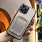 Glitter Transparent Gradient 3D Crystal Square Holder Plating Phone Case For iPhone 16 15 14 13 12 Pro Max Clear Soft TPU Back Cover