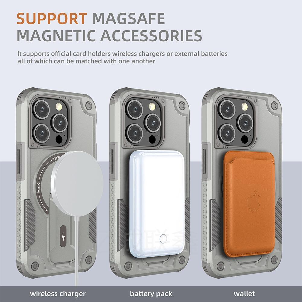 Anti-Dust Anti-Fall Heavy Duty Protection Shockproof Magnetic Phone Case Kickstand With Long Wristband for iPhone 16ProMax 16 15 14 13 12 11 Lanyard Bumper Matte Hard Cover