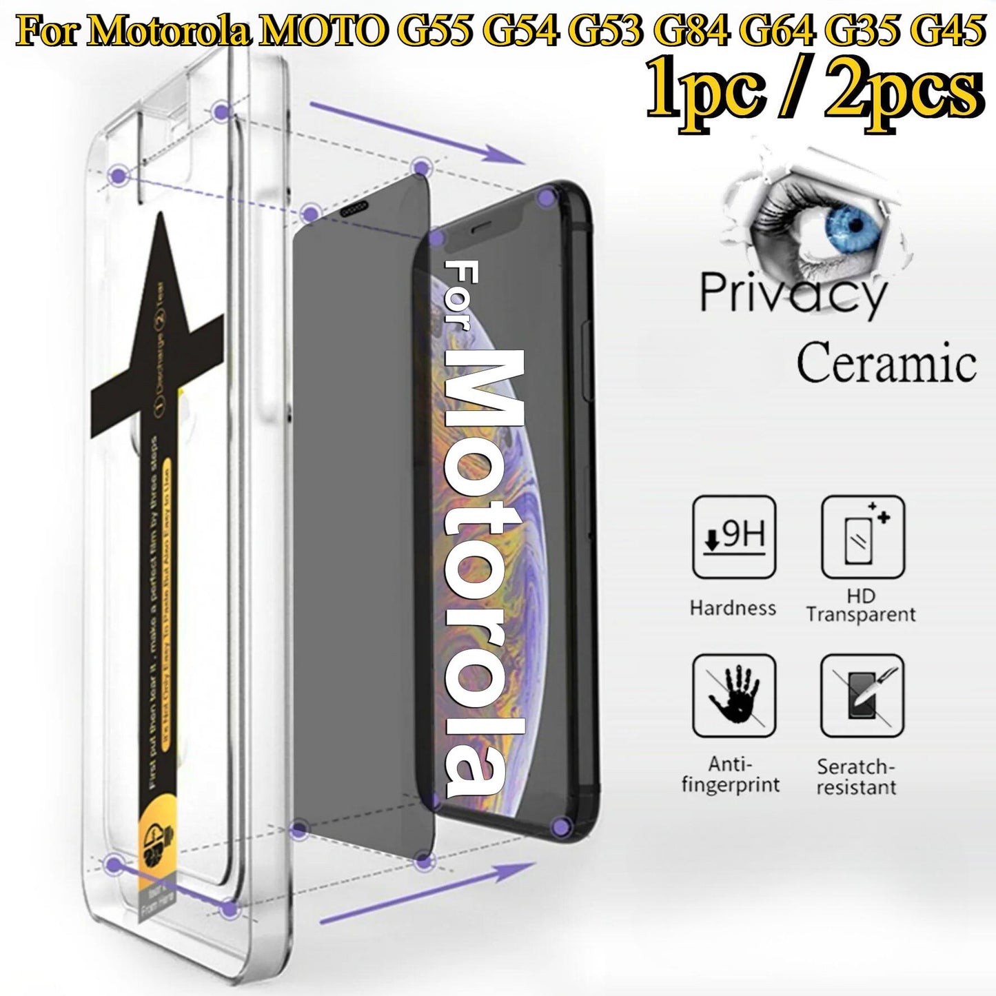 1pc / 2pcs Easy Installation Anti-spy Tempered Glass For Motorola MOTO G55 G54 G53 G84 G64 G35 G45 Privacy Screen Protector