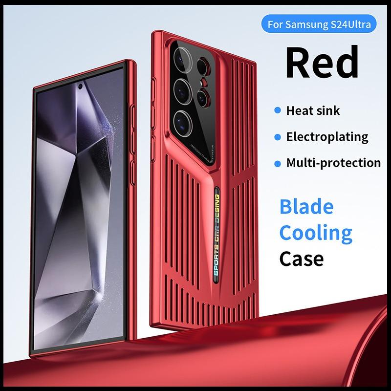 Premium Cooling Plating Hollow Out PC Blade Point Len Protector Shockproof Phone Case For Samsung S25Ultra S24 S23 S22 Hard Full Cover