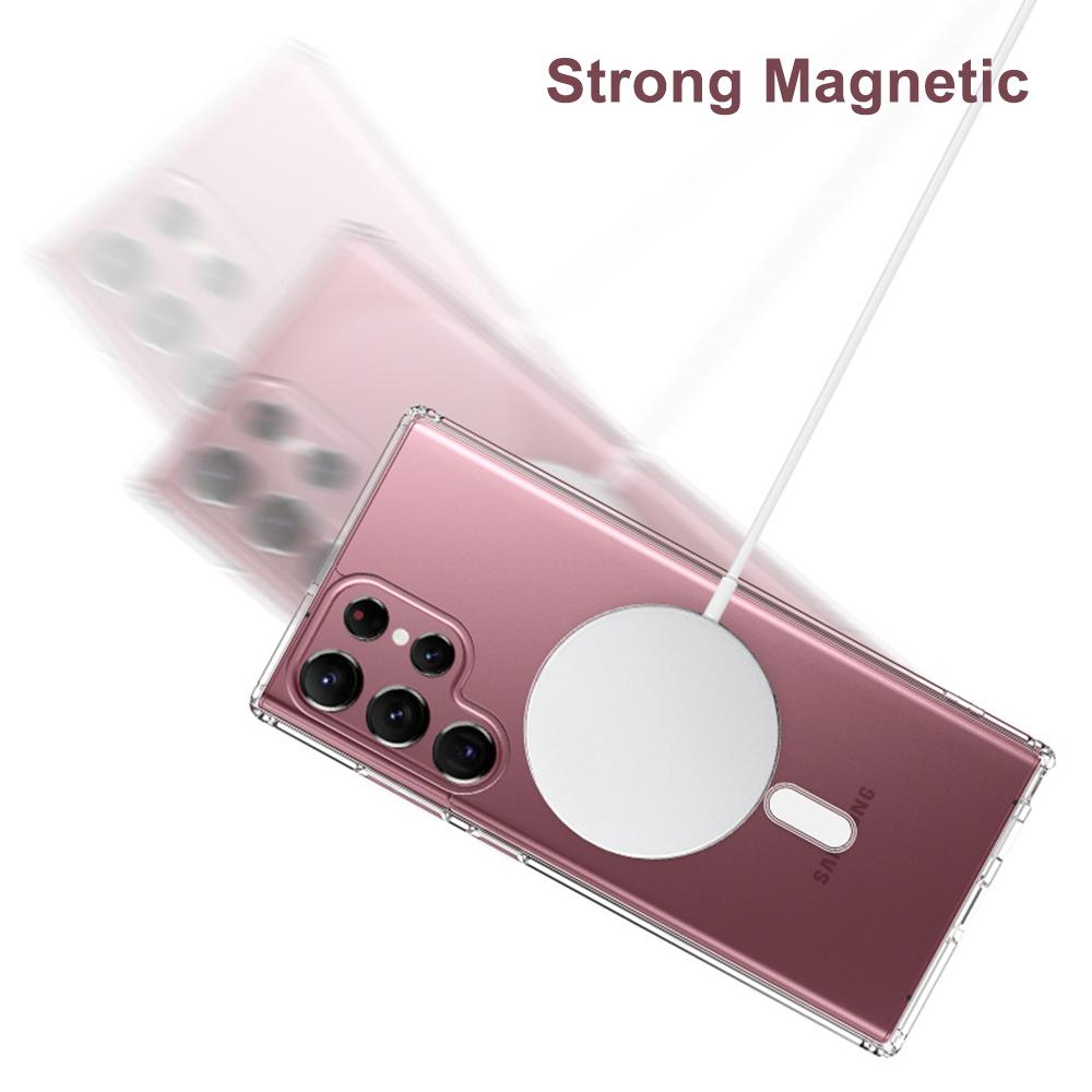 Transparent Magnetic Wireless Charging Shockproof Acrylic Phone Case for Samsung S25Ultra S25 S24 S23 S22 S21