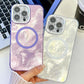 For iPhone 16ProMax 16 15 14 13 Phone Case, Electroplating Magnetic Laser Flow Silk Pattern Acrylic Slim With Glitter Len Protector, Protection Non-Yellowing Hard Cover