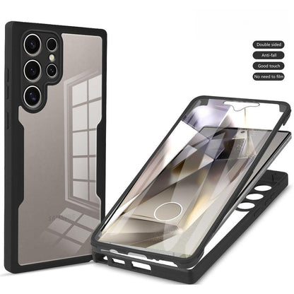 For Samsung S25Ultra S25 S24 S23 S22 S21FE A16 A26 A36 A56 Phone Case, Double Side 360 Full Protection, HD PET Screen Protector Acrylic Shockproof Hand Feel Hard Full Cover