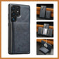 For Samsung S25 S24 S23 A16 A15 A36 A35 A56 A55 A53 Leather Phone Case with Strong Magnetic Triple Fold Wallet, Anti-Fall Card Bag Kickstand for Magsafe Shockproof Business Hard Full Cover