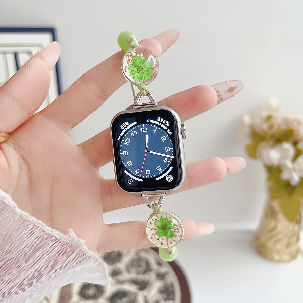Crystal Flower Chain Metal Strap for Apple Watch 44mm Band 45 42 38 41 Ultra 49mm Link Bracelet for IWatch Series 9 8 7 6 SE 5 4