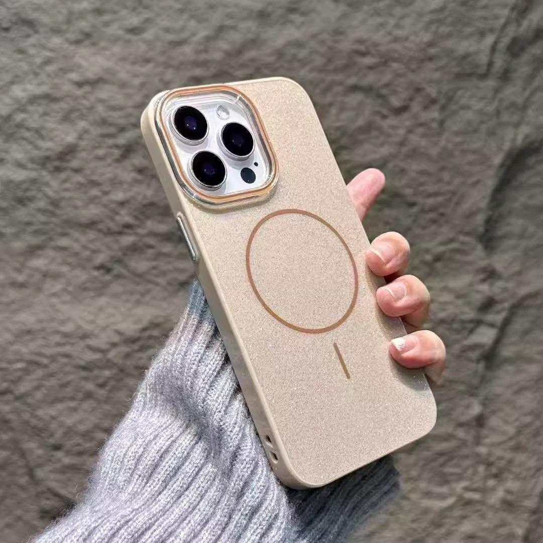 Glitter Thin Ring Magnetic PC Slim Phone Case For iPhone 16ProMax 15 14 13 12 11 Shockproof Hard Full Cover