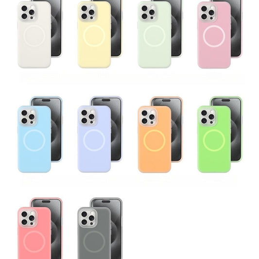 Luxury Lovely Liquid Silicone Strong Magnetic Jelly style Precision Len Protection Phone Case For iPhone 16ProMax 15 14 13, Soft Skin Feel Shockproof Soft Cover With Microfiber Lining