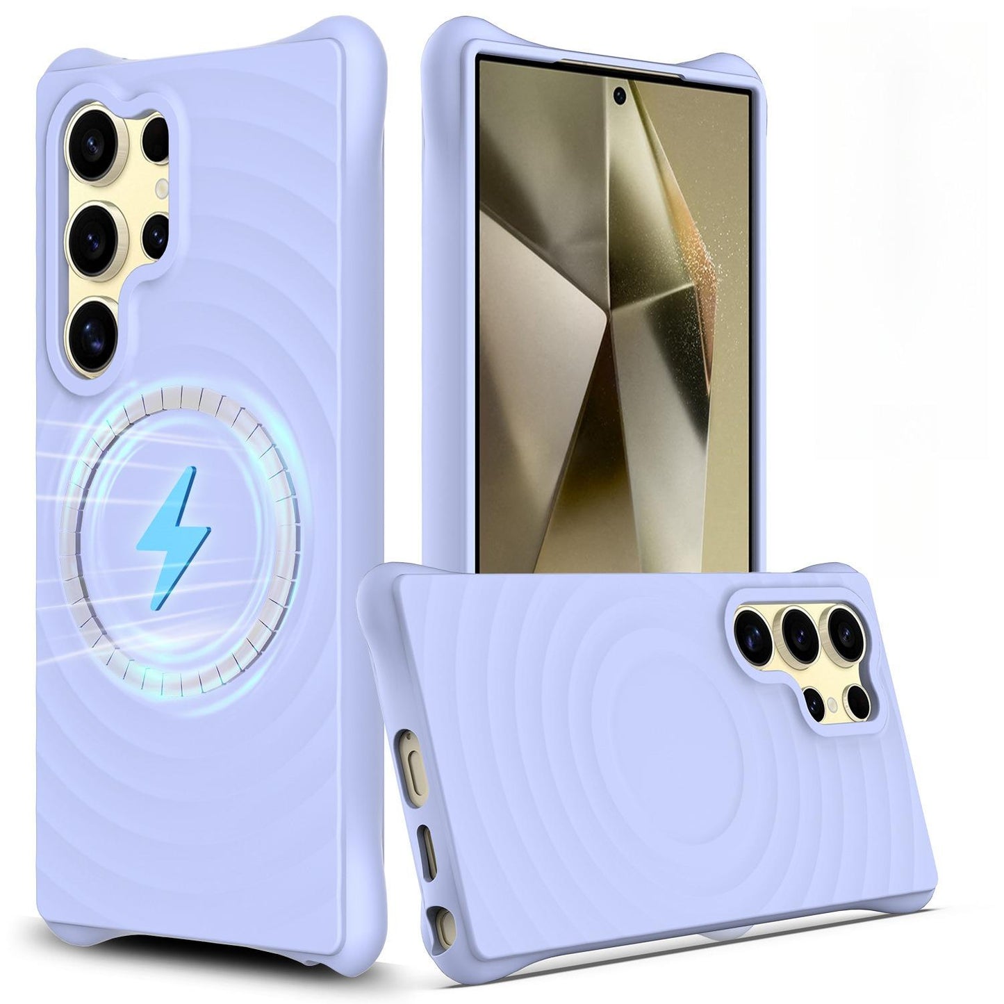 Matte Ripple Pattern Magnetic Phone Case For Samsung S25Ultra S25 S24FE S24 S23 Skin Feel Heavy Duty Protection Bumper Shockproof Soft Full Cover
