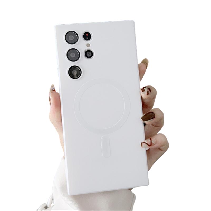 Magnetic Wireless Charge Case For Samsung S25 S25Plus S25Ultra S24 S24FE S24Plus S24Ultra Glass Lens Soft Silicone Cover