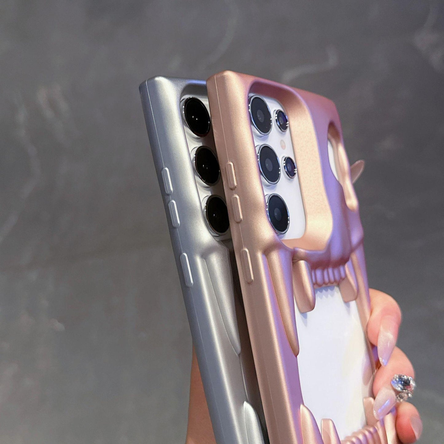 For Samsung S25Ultra S25+ S25 S24Ultra S24+ S24, Fancy Shape Cool Skull Matte Plating Hollow Heat Dissipation Case Cooling Soft Back Cover