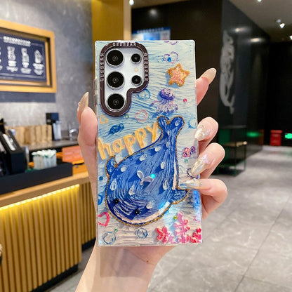 For Samsung S25 S24 S23 S22 A35 A36 A26 A54 A55 A56 Phone Case, Happy Whale Butterfly Flower Rainbow Castle, Oil Painting Camera Frame Anti-drop Hard Shockproof Full Cover