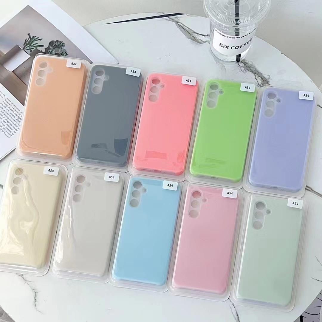 Luxury Lovely Liquid Silicone Jelly style Precision Len Protection Phone Case For Samsung S25Ultra S24FE S25 S24 S23, Soft Skin Feel Shockproof Soft Cover With Microfiber Lining