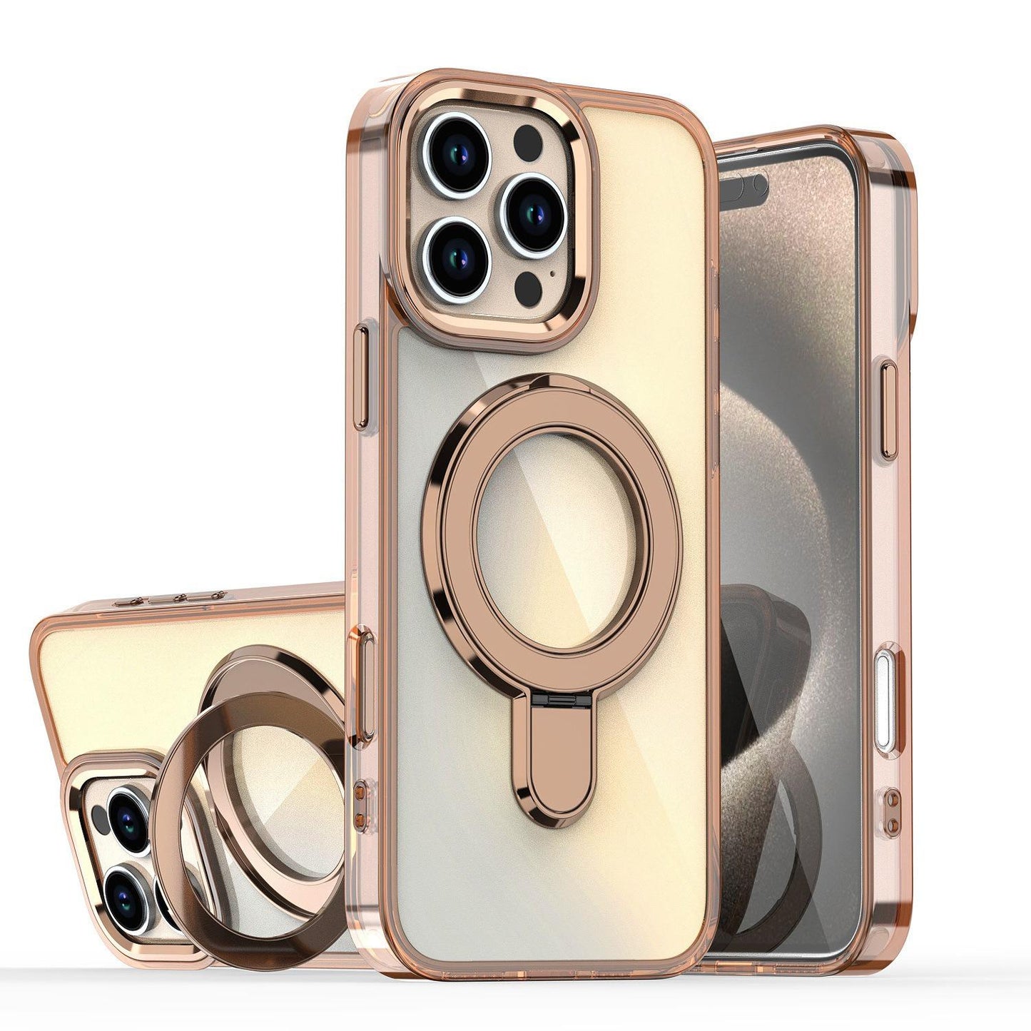Strong Magnetic Kickstand Laser Gradient Chameleon For Magsafe Phone Case For iPhone 16 15 14 13 12 11 Pro Max Plus Metal Frame Acrylic Shockproof Hard Cover