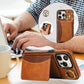 For iPhone 16ProMax 16 15 14 13 12 Leather Phone Case with Double Folding Wallet Wristband, Anti-Fall Card Slot Kickstand Shockproof Business Hard Full Cover