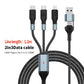 1.2m/2m 100W Super Fast Charge 2in3 Data Cable Support Laptop/Mobile Phone/Tablet USB+Type-c to C+L+C Multi-port Fast Charging Metal Head Nylon Braided Wire