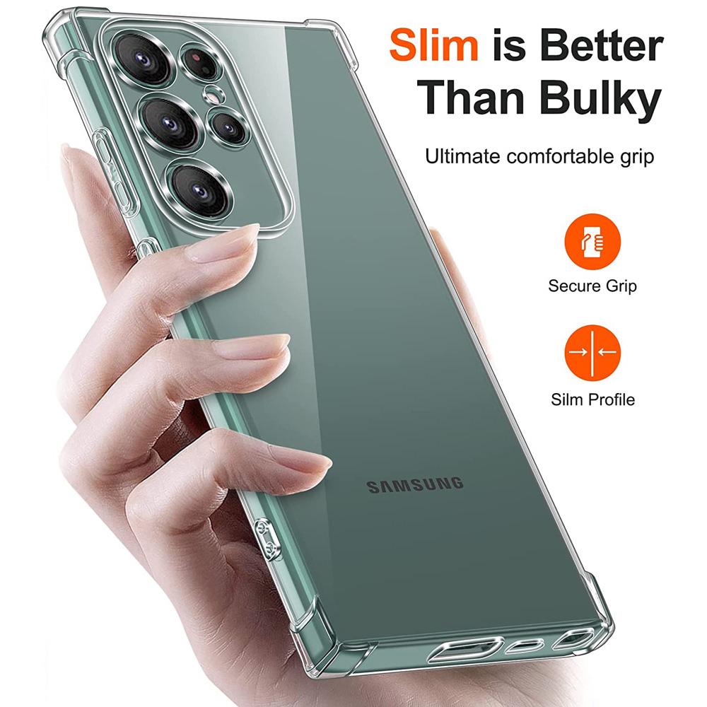 Anti-Falling Soft TPU Case For Samsung S25 S25Plus S25Ultra S24 S24FE S24Plus S24Ultra Clear Transparent Protector Cover