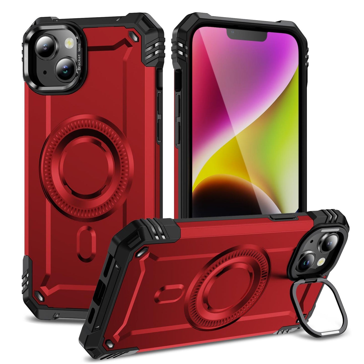 Anti-Dust Four Corner Anti-Fall Heavy Duty Protection Shockproof Strong Magnetic Phone Case With Camera Kickstand for iPhone 16ProMax 16 15 14 13 12 11 XR Hard Full Cover