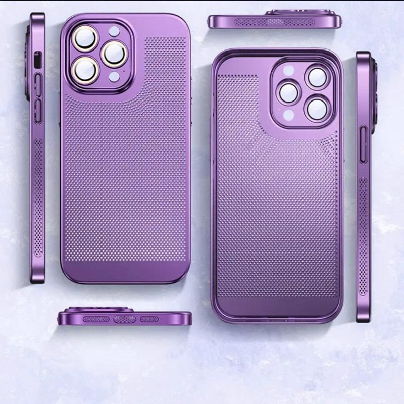 Ultra Slim Plating PC with Len Protector Cooling Phone Case For iPhone 16ProMax 15 14 13 12 Shockproof Hard Full Cover