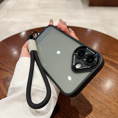 Colorful Crystal High Definition Clear Phone Case with Woven Wristband For iPhone 16ProMax 16 15 14 13 12 11 Pro Max Plus Transparent HD Len Protection Hard Full Cover