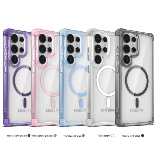 HD Acrylic Transparent Strong Magnetic High Protection Four Corner Shockproof Phone Case For Samsung S25Ultra S24 S23 S22 S21 Note20 Not Yellowing Clear Hard Full Cover