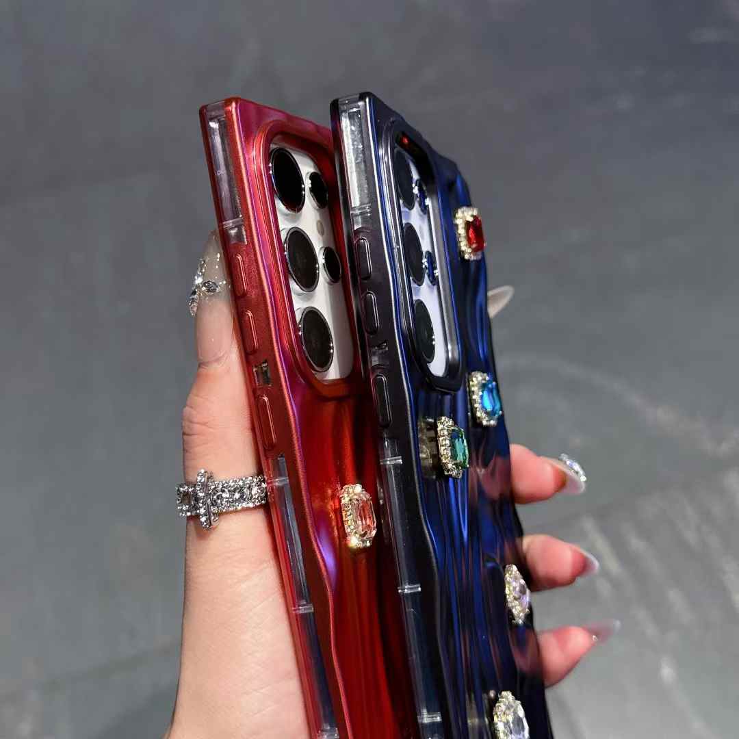 For Samsung S25Ultra S25 S24 A56 A55 A54 A36 A35 A26 A25 A16 A15, Rhinestone Fancy Shape Cool Wrinkled Tin Foil Pattern Plating Hollow Heat Dissipation Case Cooling Soft Back Cover
