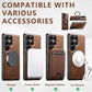For Samsung S25 S24 S23 S22 Ultra Plus Phone Case, Smooth Surface Oil Wax Pattern Leather Metal Kickstand Shockproof Support Wireless Charging Hard Phone Case