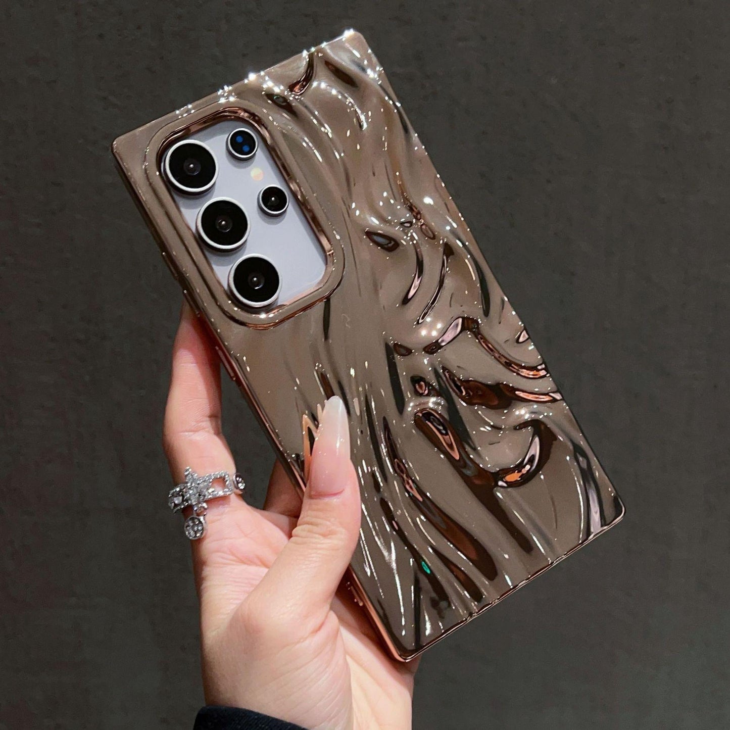 For Samsung S25Ultra S25 S24 A56 A55 A54 A36 A35 A26 A25 A16 A15, Luxury Fancy Shape Cool Wrinkled Tin Foil Pattern Plating Hollow Heat Dissipation Case Cooling Soft Back Cover