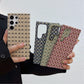 For Samsung S25Ultra S24 S23 S22 Phone Case, Simple Gradient Grid Mosaic Woven Pattern Fabrics Shockproof Hard Full Cover