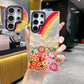For Samsung S25 S24 S23 S22 Phone Case with Diamond Lens Protectors, Luxury Panda Leopard Rainbow Butterfly Elephant Oil Painting Metal Camera Frame Anti-drop Hard Shockproof Full Cover