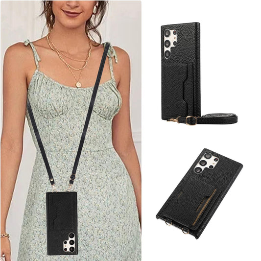 Wallet Case for Samsung Galaxy S25 S25Plus S25Ultra S24 S24FE S24Plus S24Ultra  Card Holder Lanyard Handbag Crossbody Leather Cover