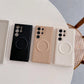 For Samsung S25Ultra S25 S24 S23 Phone Case, Luxury Slim Magnetic Matte Leather Emboss Pattern Len Protection Shockproof Hard Full Cover