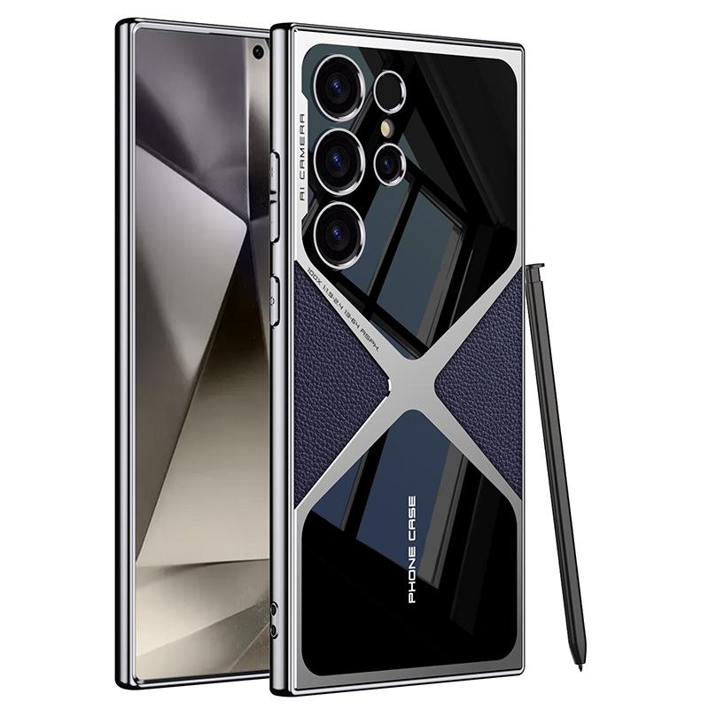 For Samsung S25Ultra S24Ultra S23Ultra Case, Leather Electroplate Cool Slim, Luxury Elegant Phone Case Camera Protection Shockproof Cover