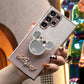 Luxury Diamond Mouse Head Mirror Kickstand Glitter Clear Gradient TPU Plating Shockproof Soft Phone Case For Samsung S25 S24 S23 S22 S21 Note20