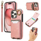 For iPhone 16ProMax 16 15 14 13 12 Leather Phone Case with Double Folding Wallet Wristband, Anti-Fall Card Slot Ring Kickstand Shockproof Business Hard Full Cover