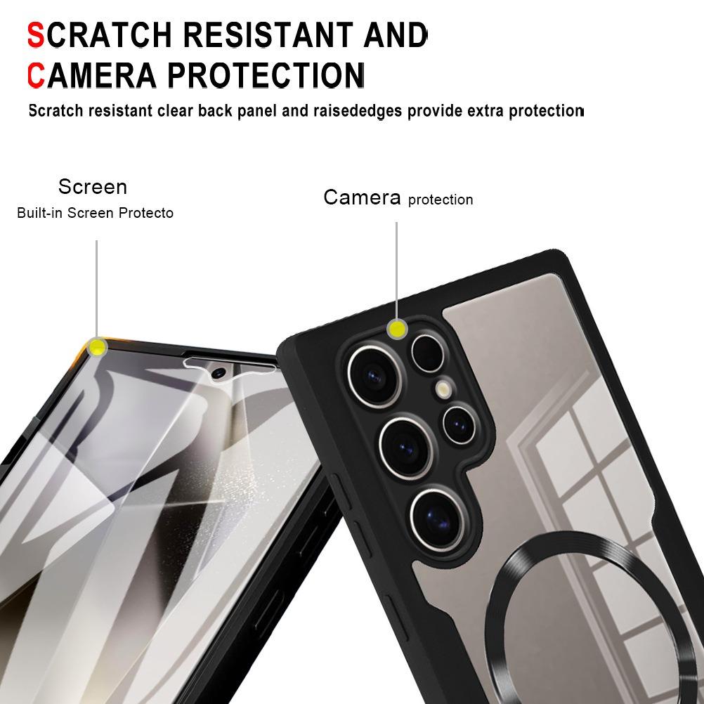 For Samsung S25Ultra S25 S24 S23 S22 S21FE A16 A26 A36 A56 Strong Magnetic Phone Case, Double Side 360 Full Protection, HD PET Screen Protector Acrylic Shockproof Hand Feel Hard Full Cover
