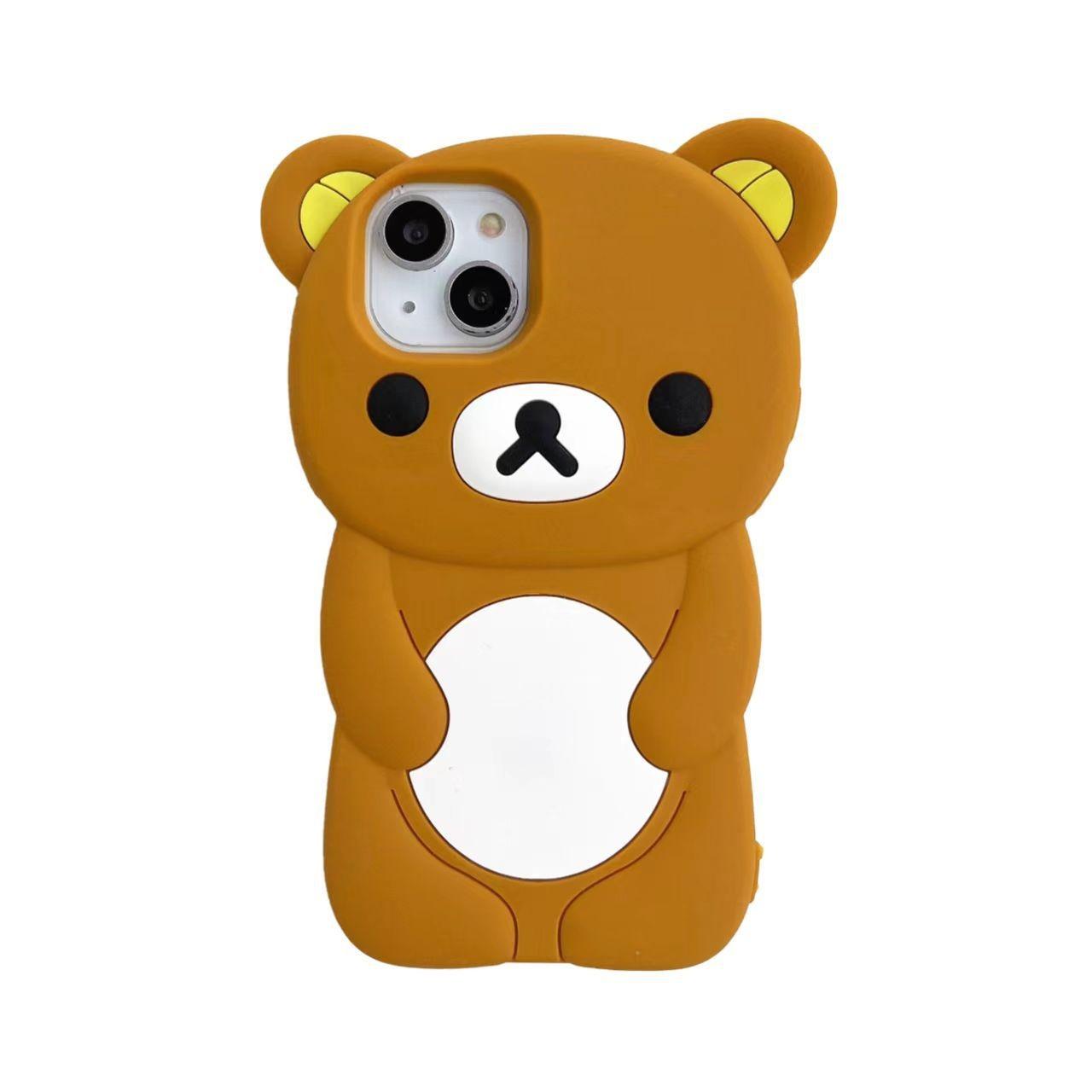 Full Silicone Lovely Bear Protection Shockproof Phone Case For iPhone 16ProMax 15 14 13 12 11 Skin Feel Soft Full Cover