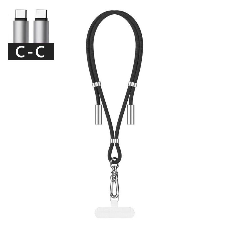 0.3M 1.2M 1.6M PD 60W Fast Charging TYPE C to TYPE C For Samsung S25Ultra S24 2 IN 1 Cell Phone Lanyard Charger Cable for iPhone 16ProMax 16 15 Pro Max C-L Cross-body Strap Mobile Phone Lanyard