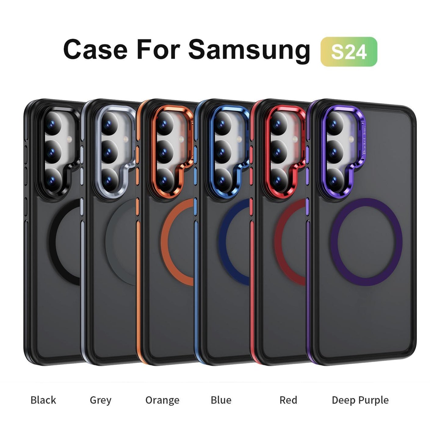 Two-tone Matte Transparent Anti-Dust Anti-Fall Bumper Shockproof Strong Magnetic Phone Case With Metal Camera Kickstand for Samsung S25Ultra S24 S23FE S23 A14 A15 A25 A35 A54 Bumper Hard Cover