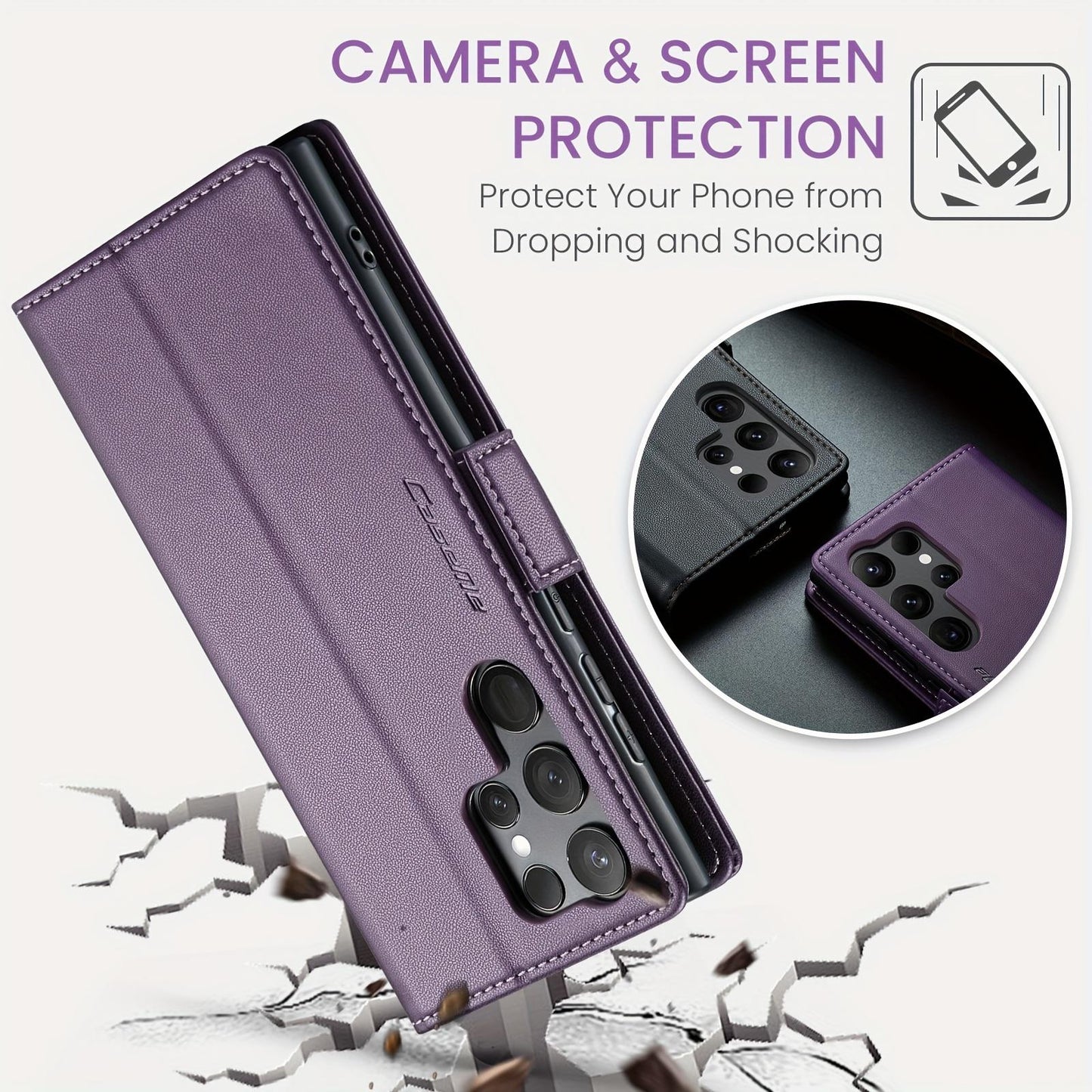 For Samsung Galaxy S24FE S24Ultra S24 S23 S22 S21 FE Plus Ultra Phone Case, Wallet Case For Women Men With RFID Blocking, Durable Faux Leather Kickstand Magnetic Clasp Shockproof Phone Case