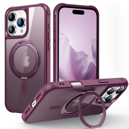 Colorful Matte Clear Strong Magnetic Four Corner Slim PC Phone Case with Metal Kickstand For iPhone 16ProMax 16 15 14 13 12 11 Transparent Skin Feel Bumper Shockproof Hard Full Cover