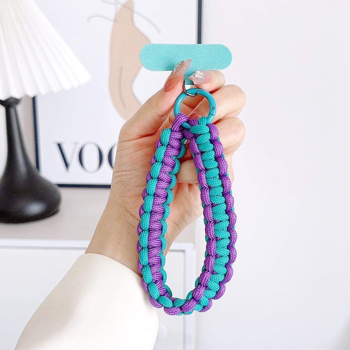 Braided Rope Keychain Wrist Rope with Colorful Pad Phone Case Anti-lost Rope Strap Key Ring Tactical Survival Tool Backpack Buckle