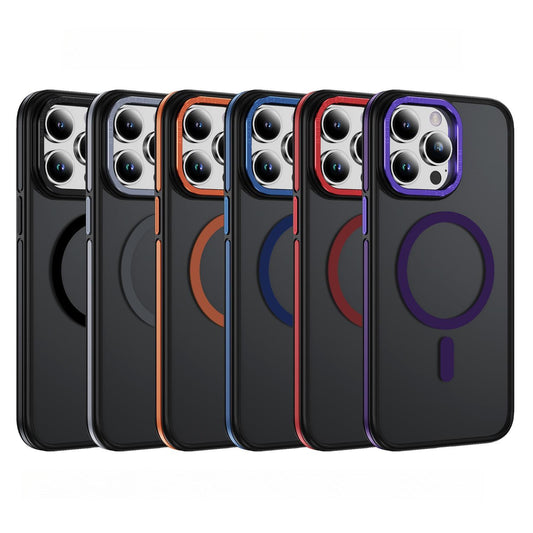 Two-tone Matte Transparent Anti-Dust Anti-Fall Bumper Shockproof Strong Magnetic Phone Case for iPhone 16ProMax 16 15 14 13 12 11 XR Bumper Hard Cover