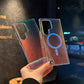 Gradient Laser Glitter Strong Magnetic HD Transparent PC Slim Phone Case For Samsung S25Ultra S25 S24 S23 Shockproof Hard Full Cover