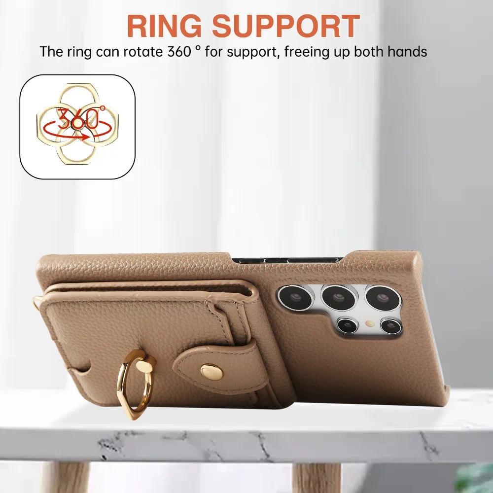 Crossbody Mirror Wallet with Card Holder Phone Case for Samsung Galaxy S25 S24 S23 S22 Ultra Plus S24 FE Back Cover